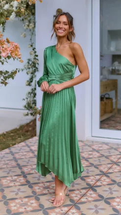 Brooklyn One Shoulder Midi Dress - Green
