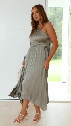 Brooklyn One Shoulder Midi Dress - Olive