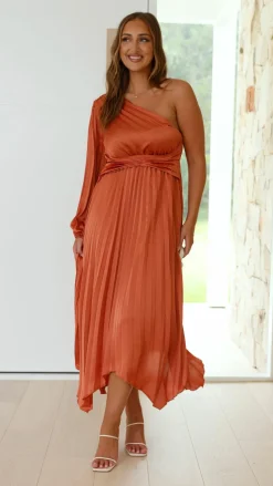 Brooklyn One Shoulder Midi Dress - Copper