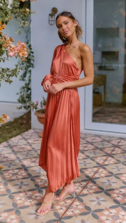 Brooklyn One Shoulder Midi Dress - Copper
