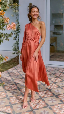 Brooklyn One Shoulder Midi Dress - Copper