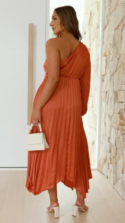 Brooklyn One Shoulder Midi Dress - Copper