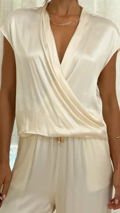 Brylee V Neck Top - Cream