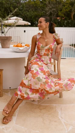 Calais Maxi Dress - Orange Floral