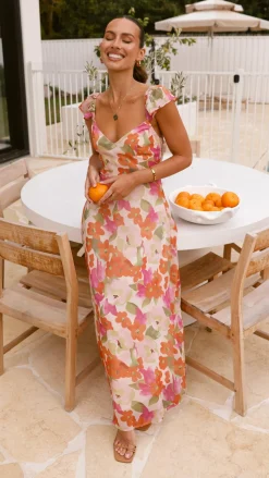 Calais Maxi Dress - Orange Floral