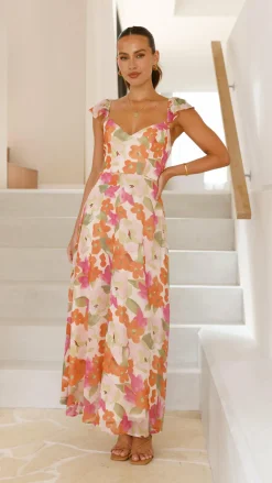 Calais Maxi Dress - Orange Floral