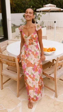 Calais Maxi Dress - Orange Floral