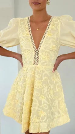 Calanthe Mini Dress - Lemon