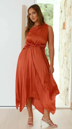 Cali One Shoulder Midi Dress - Copper