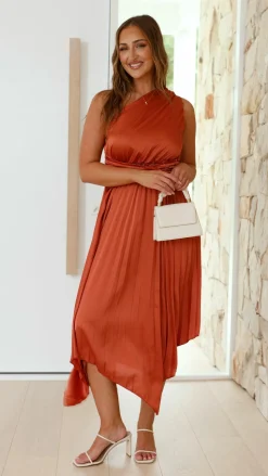 Cali One Shoulder Midi Dress - Copper