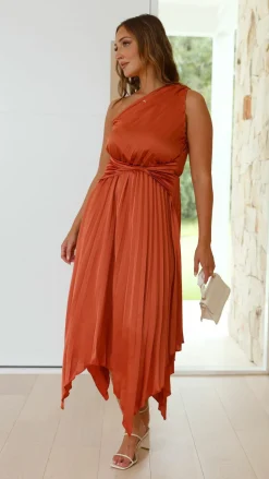 Cali One Shoulder Midi Dress - Copper