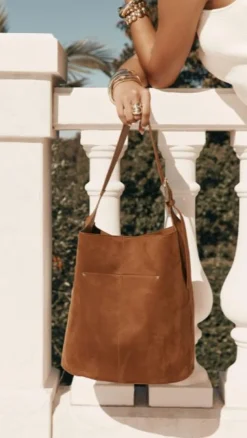 Cali Shoulder Bag - Tan Suede