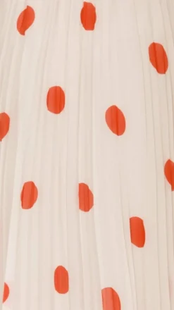 Cambree Peplum Top and Maxi Skirt Set - Beige / Red Polka Dot