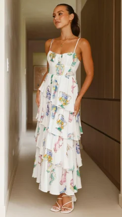 Camisha Frill Maxi Dress - Vase Print