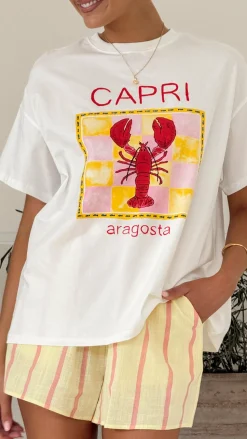 Capri Top and Shorts Set - White/Yellow