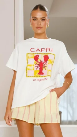 Capri Top and Shorts Set - White/Yellow