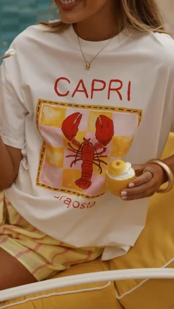 Capri Top and Shorts Set - White/Yellow