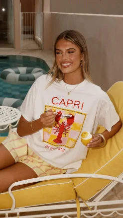 Capri Top and Shorts Set - White/Yellow