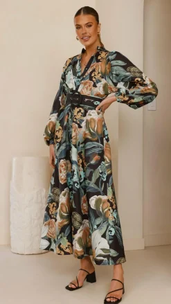 Carmal Long Sleeve Maxi Dress - Donatella Noir