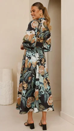 Carmal Long Sleeve Maxi Dress - Donatella Noir