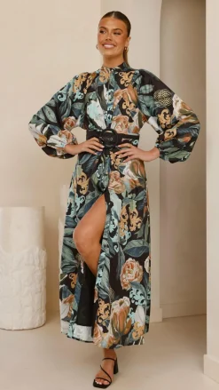 Carmal Long Sleeve Maxi Dress - Donatella Noir