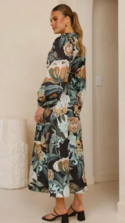 Carmal Long Sleeve Maxi Dress - Donatella Noir