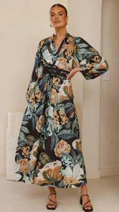 Carmal Long Sleeve Maxi Dress - Donatella Noir