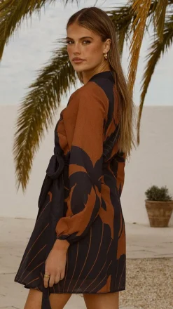 Cassidy Long Sleeve Mini Dress - Coco/Navy