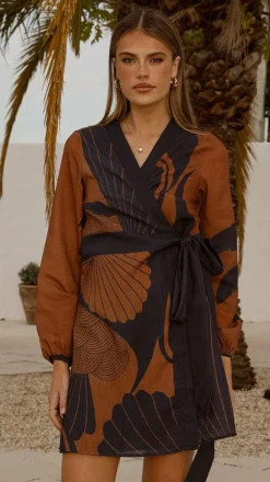 Cassidy Long Sleeve Mini Dress - Coco/Navy