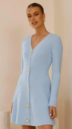 Catarina Long Sleeve Mini Dress - Blue