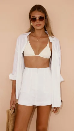 Charla Button Up Top - White