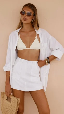 Charla Button Up Top - White