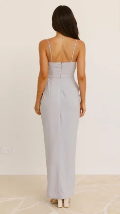 Charlotte Draped Maxi Dress - Silver