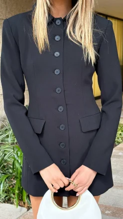 Cheri Long Sleeve Mini Dress - Ink Black