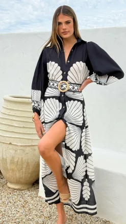 Cheyenne Long Sleeve Maxi Dress - Black