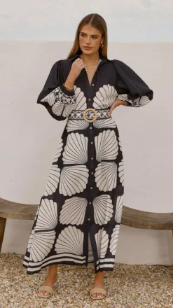 Cheyenne Long Sleeve Maxi Dress - Black