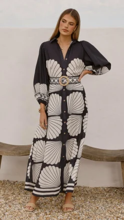 Cheyenne Long Sleeve Maxi Dress - Black