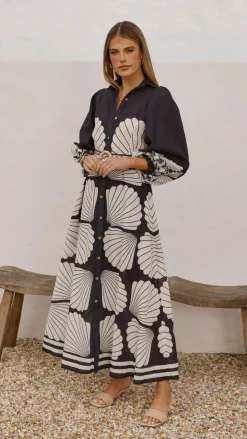 Cheyenne Long Sleeve Maxi Dress - Black