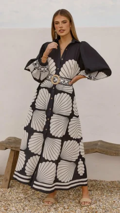 Cheyenne Long Sleeve Maxi Dress - Black