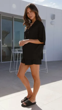 Chloe Top and Shorts Set - Black