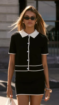 Circa Button Up Top - Black/White