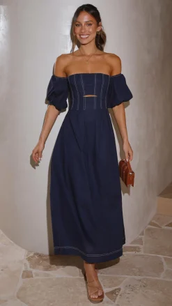 Claira Midi Dress - Navy