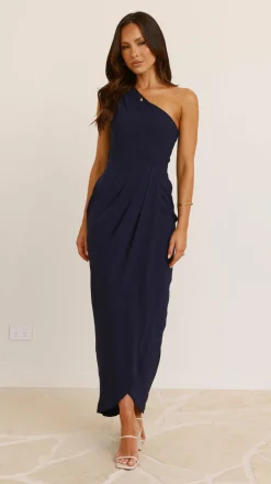 Clara One Shoulder Maxi Dress - Navy