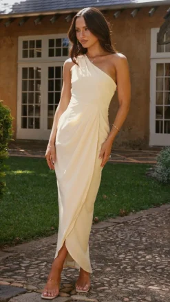 Clara One Shoulder Maxi Dress - Yellow