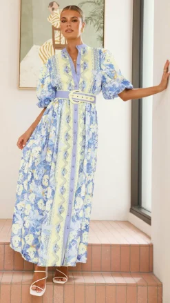 Claudelle Maxi Dress - Blue/Yellow