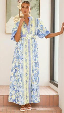 Claudelle Maxi Dress - Blue/Yellow