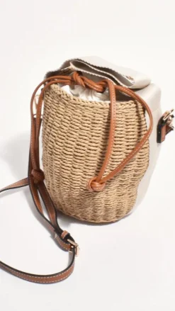 Cleo Woven Bucket Handbag - Natural / Tan