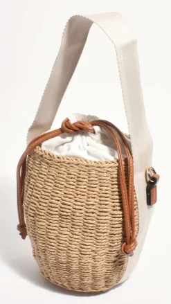 Cleo Woven Bucket Handbag - Natural / Tan