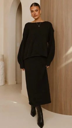 Cohen Knit Midi Skirt - Black