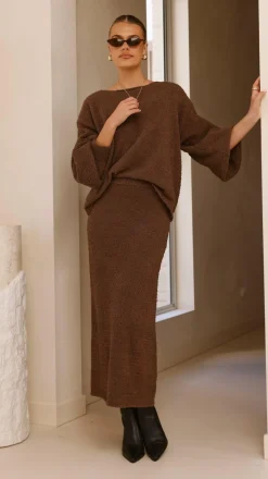 Cohen Knit Midi Skirt - Chocolate